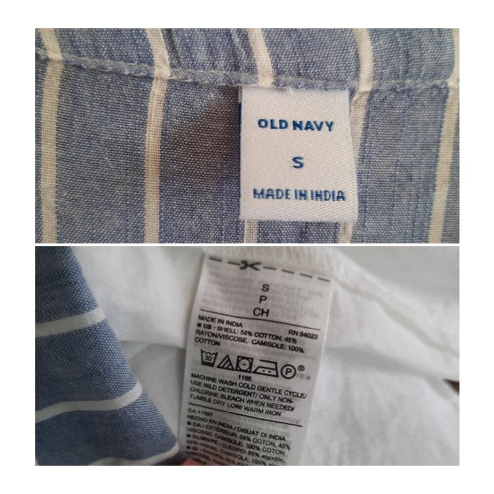 TO RELIST -Old Navy Flutter Sleeve Tie-Belt Shirt Dress - Chambray Stripes, Sz S - Picture 13 of 16